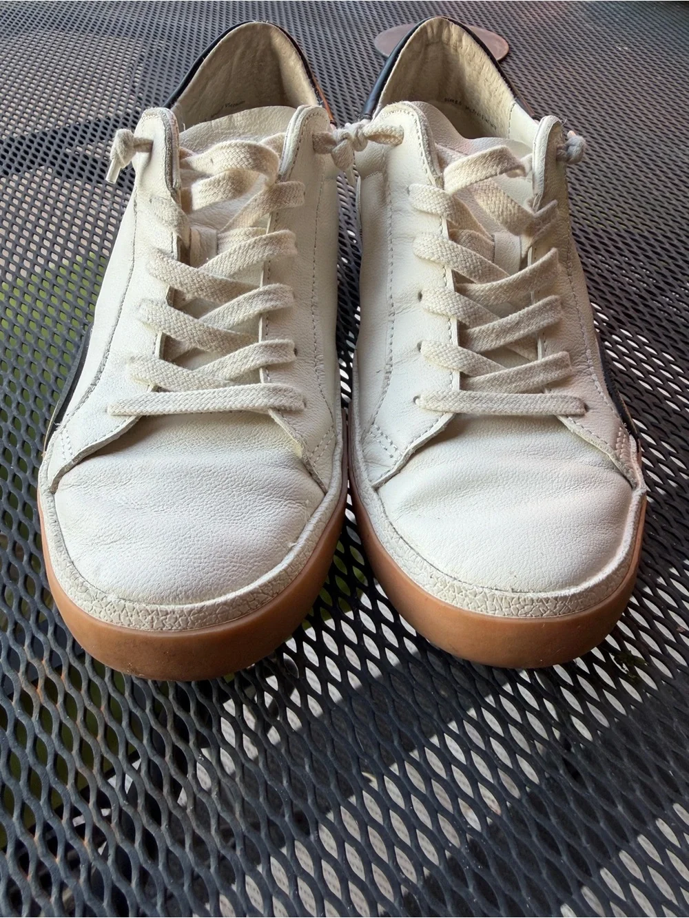 Dolce Vita Women’s Zina White Leather Sneaker w/Black Heel & Silver Highlights
